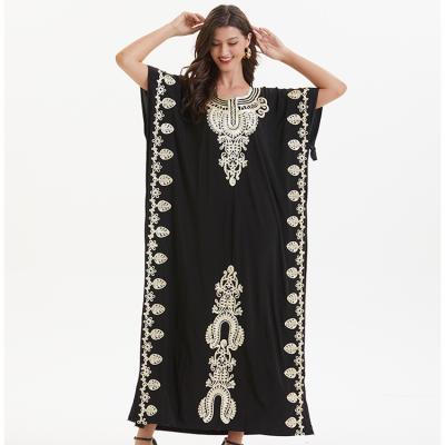 China Anti-Static Middle East Arab ethnic style robe black dress embroidered long skirt Indian African women's wear for sale