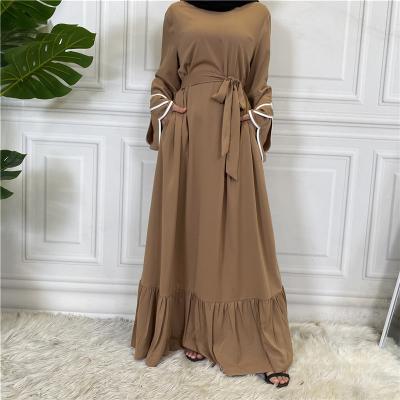 China Polyester abaya dubai turkey muslim fashion hijab dress Women's pleated loose hem Muslim fashion dress for sale