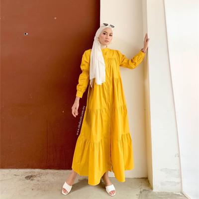 China Polyester Southeast Asia's popular cotton patchwork dress, Muslim solid color casual loose fitting skirt for sale