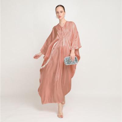 China Polyester Women's loose fitting bat sleeved long dress Indonesian Malaysian women's clothing girls dresses for sale