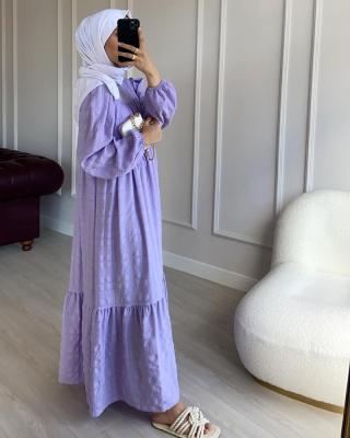 China Polyester New Fashion Long Dress Temperament Commuter Solid Color Dress women modest abaya muslim dress for ladies for sale