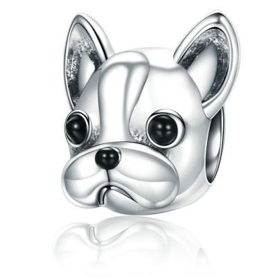 China Wholesale Platinum Cadmium Free Lead Free Nickel Color 925 Sterling Silver Animal Jewelry Bulldog Beads Bor Bracelet Making for sale