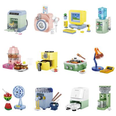 China Toy Mini Appliance Simulation Model Boys Girls Building Toy Children's Small Particles Cooking Kitchen Series for sale