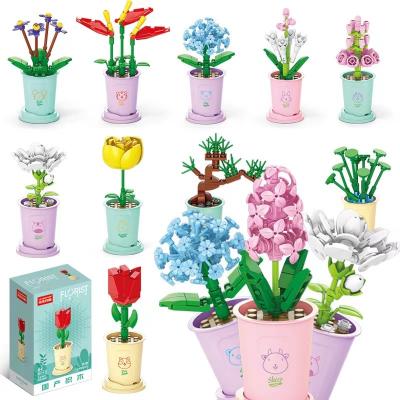 China DIY Mini Building Block Brick Sets Eco-friendly Material Creative Bouquet Toys Gift Indoor Children's Girls Flower Arrangement Ornaments Birthday Gift for sale