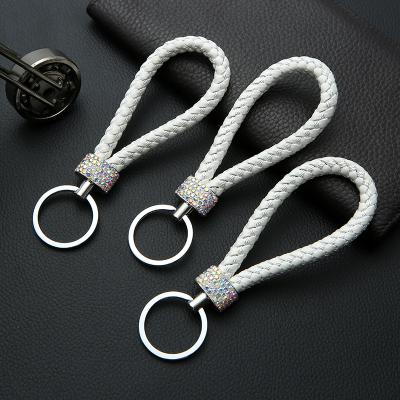 China Creative Woven Key Chain Leather Key Pendant Environmental Car Key Chain Jewelry Environmental Diamond-studded for sale