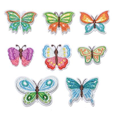 China Sustainable Computer Embroidery Processing Custom Colored Self Adhesive Butterfly Patch for sale