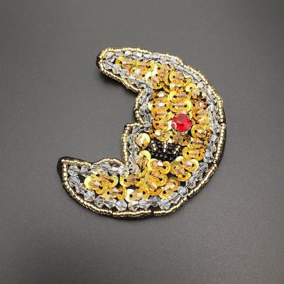 China 3D Sequin And Beads Embroidery Moon Patches For Clothing for sale