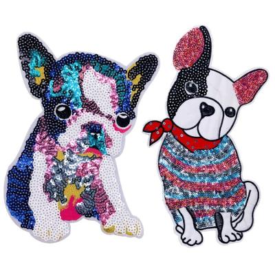 China Viable Wholesale Fashionable Iron On And Sew On Sequin Embroidery Dog Patches for sale