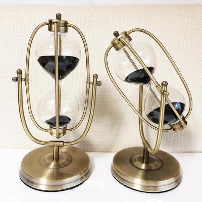 China 15/30/60 Minutes Europe Black Sand Hourglass Metal Hourglass Bronze Zinc Alloy for sale