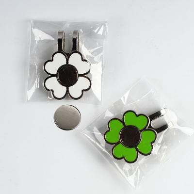 China New Luxury Zinc Alloy Metal Four Leaf Clover Golf Hat Clip for sale