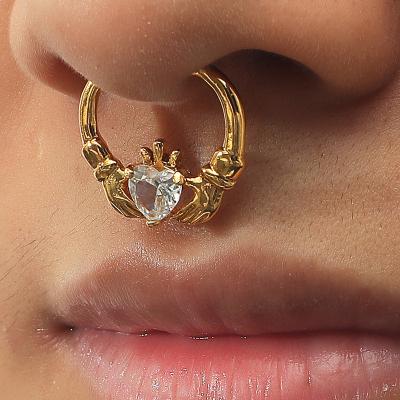 China Wholesale Zircon Fake U Shaped Nose Ring Metal Multicolor Stain Environmental Friendly Non-pierced Nose Jewelry for sale