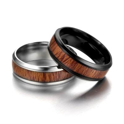 China Europe and America Stainless Steel Grain Ring Titanium Steel Ring For Customized Environmentally Friendly Wooden Man for sale