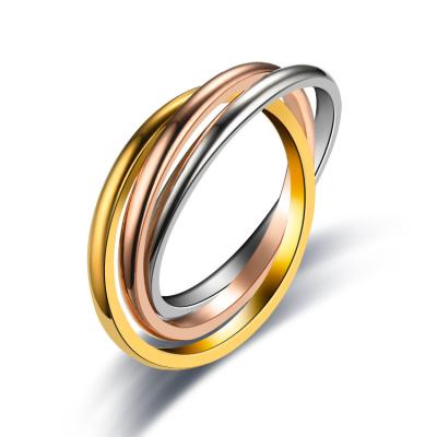 China Environmentally Friendly Steel Couples Ring Stainless Steel Three Rings Ring European and American Fashion Titanium Jewelry for sale