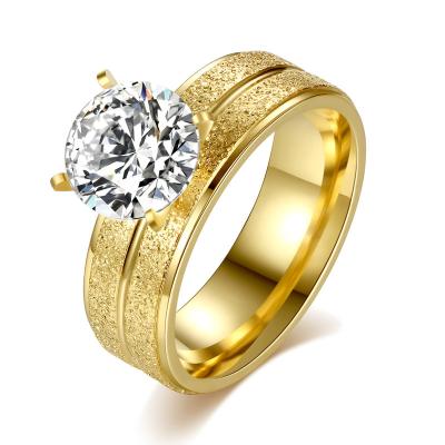 China Factory Direct Sales Environmentally Friendly Wholesale Zircons Ring Jewelry Of Round Stainless Steel Ring Titanium Plated Steel Large for sale