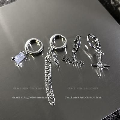 China Wholesale high quality unisex letter-chain dangle earrings set sliver plated earring for women for sale