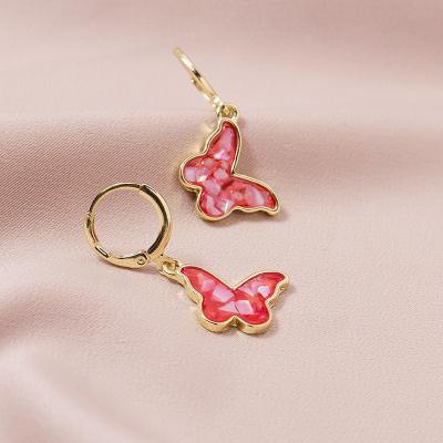 China High Quality Customized Vintage Gold Red Butterfly Earrings Wholesale Dangle Earrings Jewelry for sale