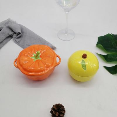 China Sustainable wholesale HY pumpkin bowl with lid home creative sugar bowl table fruit soup western china bowl for sale