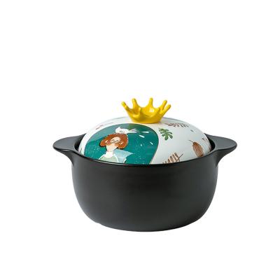 China Sustainable Japanese Universal Kitchen Art Ceramic Gas Stove Cartoon Fairy Tale Forest Casserole HY Saucepan for sale