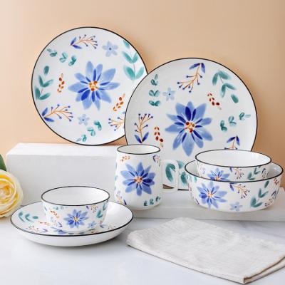 China Sustainable Ceramic Dish Bowl Cup Set Tableware Porcelain Dinnerware Sets For Home Hotel Restaurant for sale