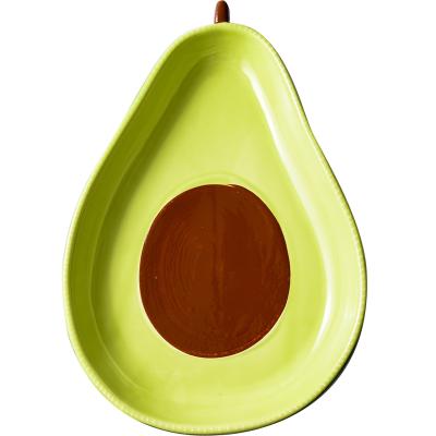 China Viable European Style Porcelain Dish Bowl Breakfast Dish Dinnerware Ceramic Dishes Avocado Shaped Dinnerware Sets for sale