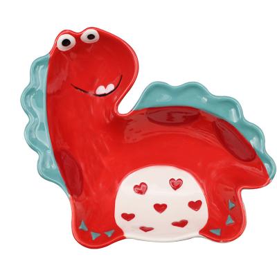 China New Sustainable Baby Cartoon Dinosaur Shape Tableware Children's Tableware Set Home Anti-hot Dish Children Feeding Dishes for sale