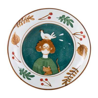 China HY Kids Sustainable Pattern Cartoon Ceramic Dinnerware Sets Plates Rice Soup Bowl Girl Feeding Dish for sale