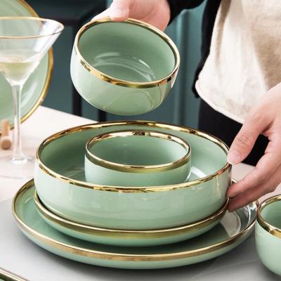 China HY Dinnerware Gold Dinnerware Gold Cutlery Set Viable Western Porcelain Set Sustainable Dinnerware Set Dish for sale