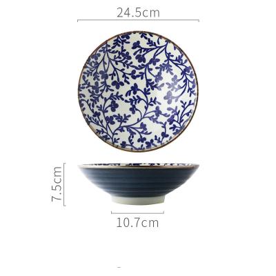 China Sub-gloss retro noodle bowl household soup bowl fruit salad viable Japanese style bowl for sale