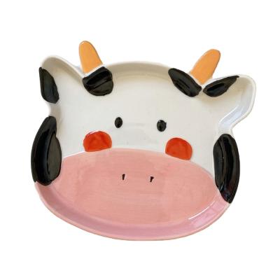 China Viable Japanese Style Ceramic Dishes Cute Pet Tray Household Children Lunch Creative Cartoon Dish Fruit Dishes Animal Snack Tray for sale