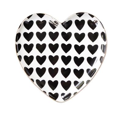 China Gold Romantic Heart Shaped Ceramic Heart Shaped Heart Shaped Ceramic Table Decor Dinner Plates Dinner Dessert Home Decor Tableware Home Decor Tableware for sale