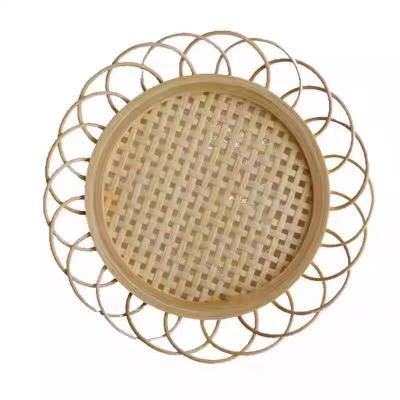 China HY Style Viable Single Rattan Coasters Roll Pad Lace Place Mat Handmade Table Pad Pad Cup Mats Kitchen Decoration Accessories for sale