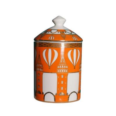 China Luxury HY decoration OEM architecture design canisters home ceramic large volume candle jars home candle holder for sale