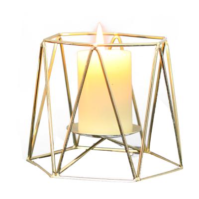 China HY OEM Gold Tea Light Candlestick Iron Candlestick Wedding Home Decoration Unique Luxury Metal Candlestick for sale