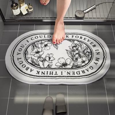 China Nordic Border Bathroom Art Decor HY Semicircle Floor Mat Household Bathroom Shower Room Door Carpet Absorbent Mats for sale