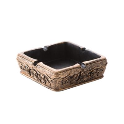 China Retro Home Decoration Resin Ashtray Relief Square Ashtray Home Decoration Office Desk for sale