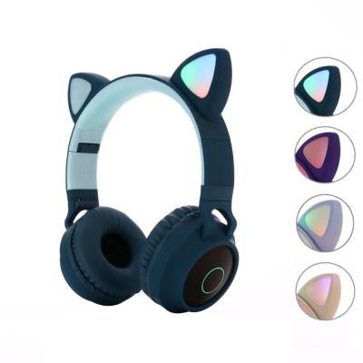 China Headband For Kids Handfree Over-ear BT028C Cat Ear Headphones Blue Tooth Stereo Headset With MIC TF Card FM Radio for sale