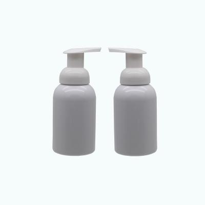 China Cosmetic Factory direct sale 250ml pet white plastic round foaming pump for empty bottle for personal care facial cleanser bottles for sale