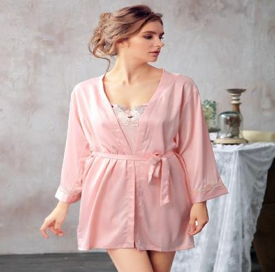 China 2022 Silk Embroidered Kimono Women's Pajamas Soft Comfortable Breathable Bathrobe Pajamas Hot Sale QUICK DRY Lace Up Shawl Women for sale