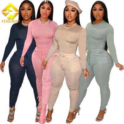 China Anti-pilling XS-2xl shape pretty woman clothing sheath long sets two-piece women's tracksuit skinny leggings for sale