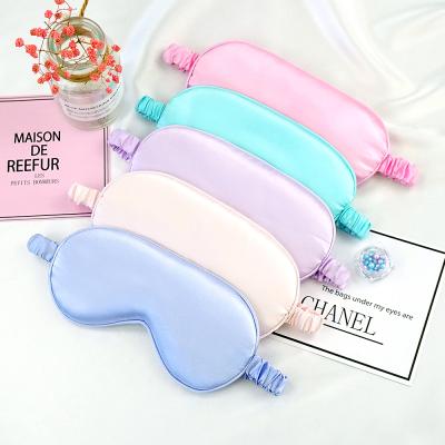 China Anti-puffiness Wholesale Solid Color Travel Night Sleep Fashionable Soft Custom Silk Eye Mask For Sleeping for sale