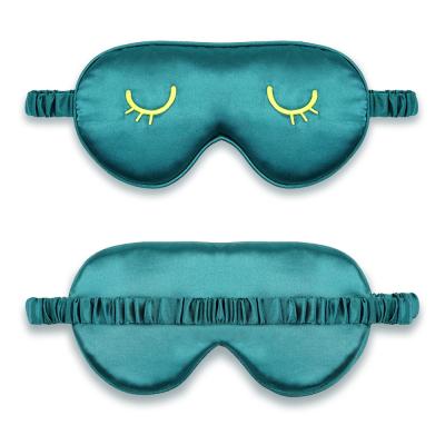 China Custom Silk Sleep Eye Mask Wholesale Anti-Puffiness Sleep Mask With Embroidered Eyelash Logo Sleep Mask Manufacturer for sale