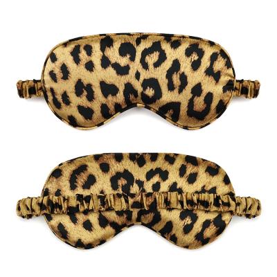 China Wholesale Custom Anti-Puffiness Leopard Print Eye Mask 22mm Silk Sleep Eye Mask With Satin Digital Printing Eye Sleep Mask for sale