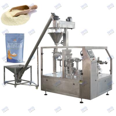 China Coffee Bean Powder Flour Doypack Zipper Chemical Automatic Pouch Packaging Machine With Auger Filler Machine for sale