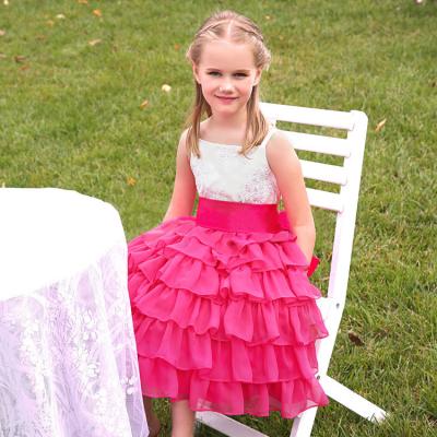 China Breathable Summer Without Sleeve Hot Pink Girl Dress for sale