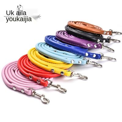 China Sustainable Dog Leash Fashion Multicolor PU Around Rope Dog Chain Small And Medium Pet Supplies for sale