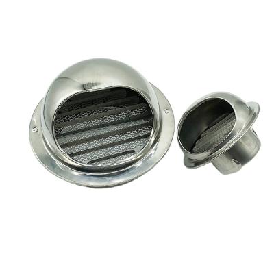 China Factory Price 70mm Modern Round Stainless Steel 201 Waterproof Wall Air Dust Duct For Damper With Insect Screen for sale