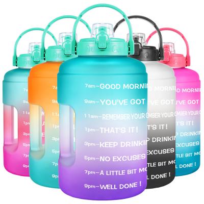 China 1 Gallon Sustainable Water Bottle With Puff Lid, BPA Free 128oz Water Bottle Tall With Motivational Time Marker for sale