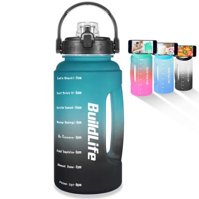 China 64 oz Viable Water Bottle with Straw Motivational Large Sports Water Bottle with Time Marker - Gym Water Jug for sale