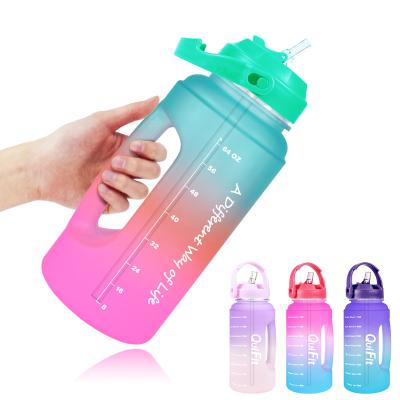 China QuiFit 2000ml Half Gallon Sustainable Water Bottle with Time Marker and Straw, Motivational BPA Free 64oz Leak Proof for sale