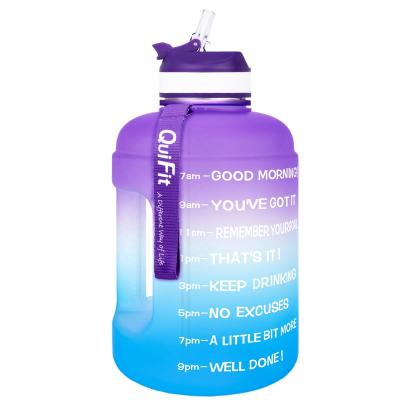 China QuiFit Large Capacity 2.2L Half Gallon Sustainable Water Bottle With Straw Time Marker And Motivational Phone Carrier BPA Free for sale